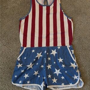 Junk Food Clothing Red & Blue Stars & Stripes Kids Romper